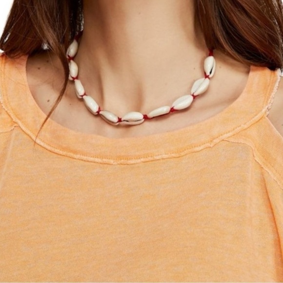 Free People Chill Out Cold Shoulder Tee Top in Tangerine Orange Slouchy Summer S - Picture 7 of 15